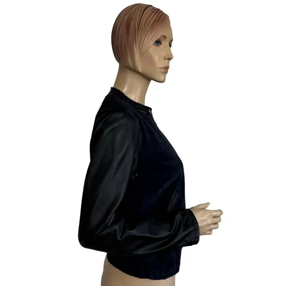 Mango Women's  ‘Cobi’ Colorblock Leather Bomber Jacket Small