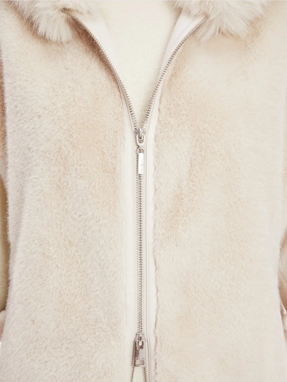Marc Cain Oversized Hooded Vest in Fun Fur
