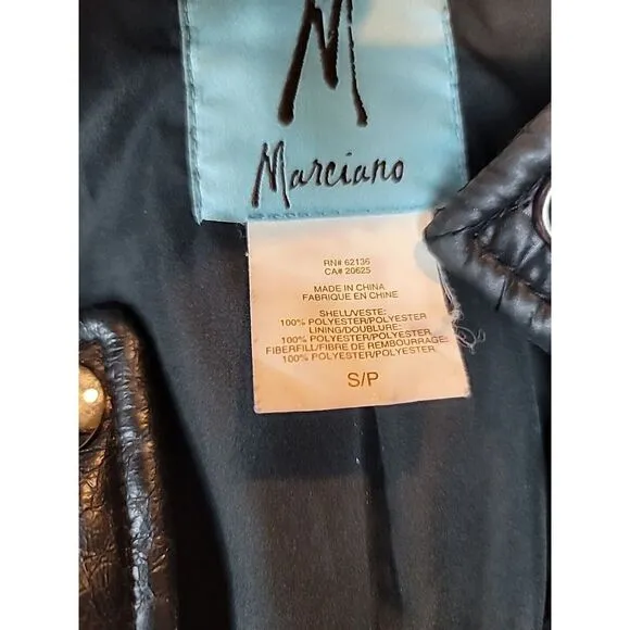 Marciano Women's Faux Leather Jacket Small Black Moto Bomber Croc EUC