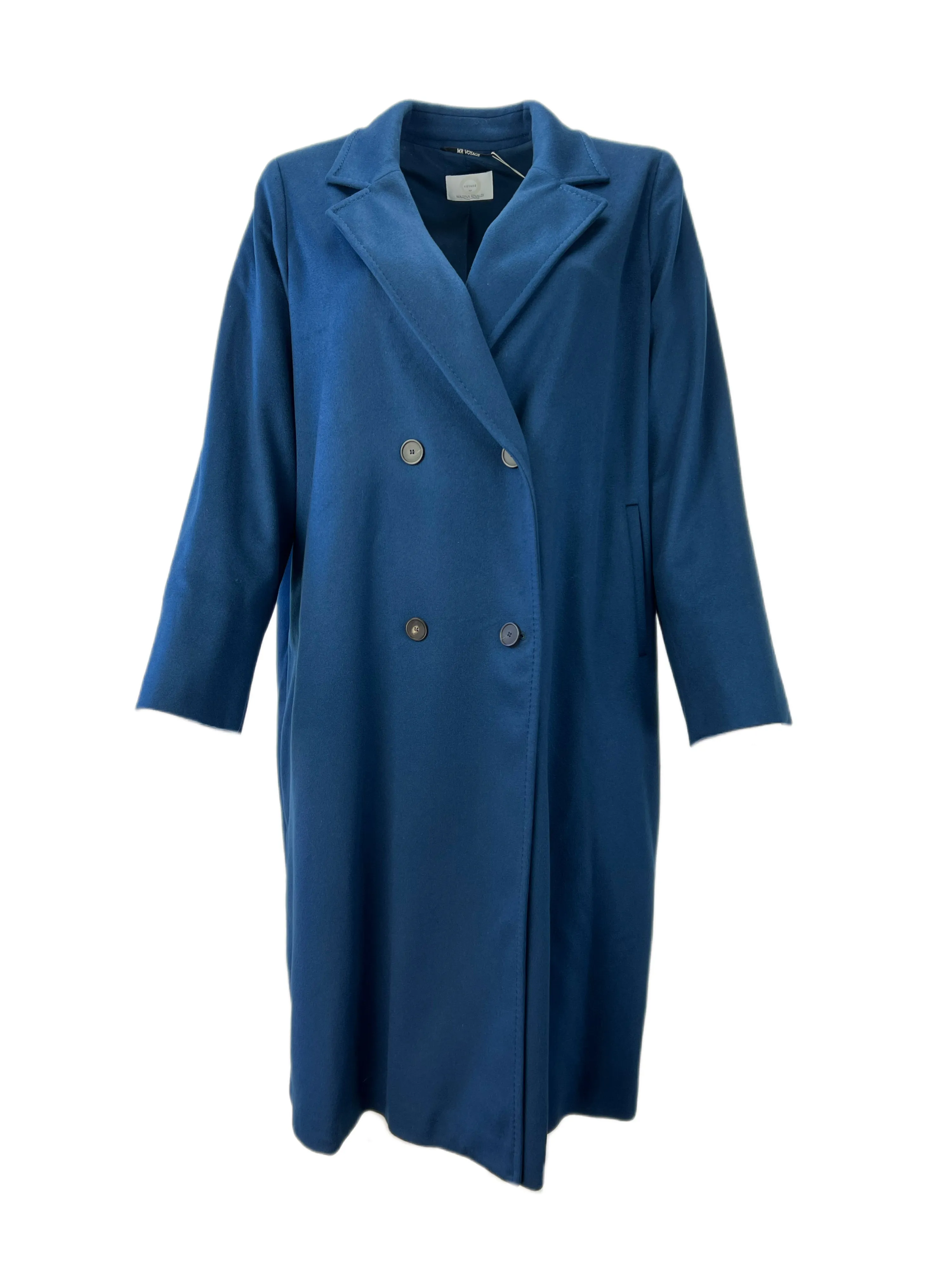 Marina Rinaldi Women's Blue Titolo  Button Down Front Coat NWT