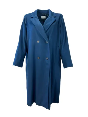Marina Rinaldi Women's Blue Titolo  Button Down Front Coat NWT