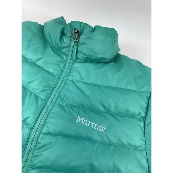 Marmot 700 Fill Down Puffer Jacket Green Teal Quilted Lightweight Womens Small