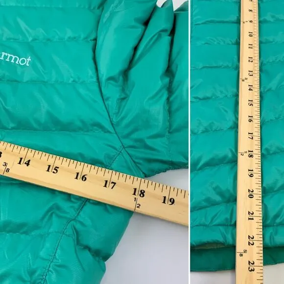 Marmot 700 Fill Down Puffer Jacket Green Teal Quilted Lightweight Womens Small