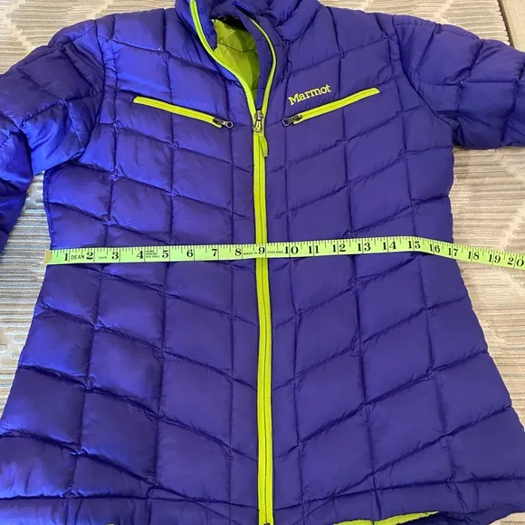 Marmot Puffer Jacket Goose Down Women's Small Full Zip Purple Green