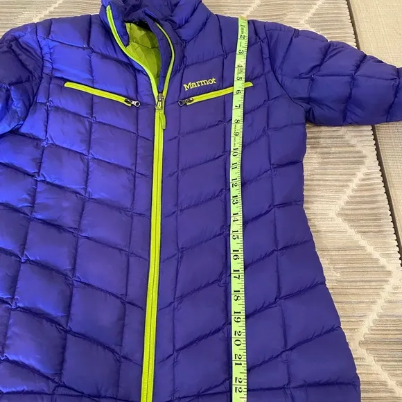 Marmot Puffer Jacket Goose Down Women's Small Full Zip Purple Green