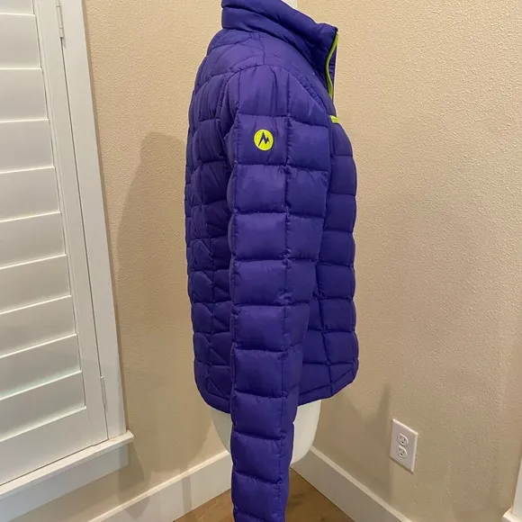 Marmot Puffer Jacket Goose Down Women's Small Full Zip Purple Green