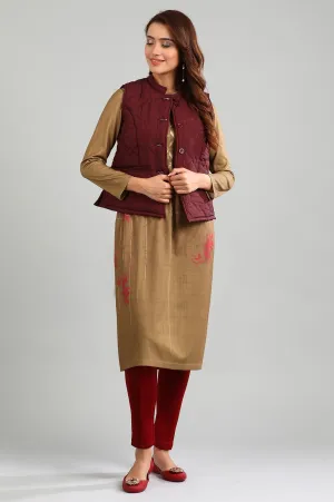 Maroon Yarn-dyed Quilted Jacket