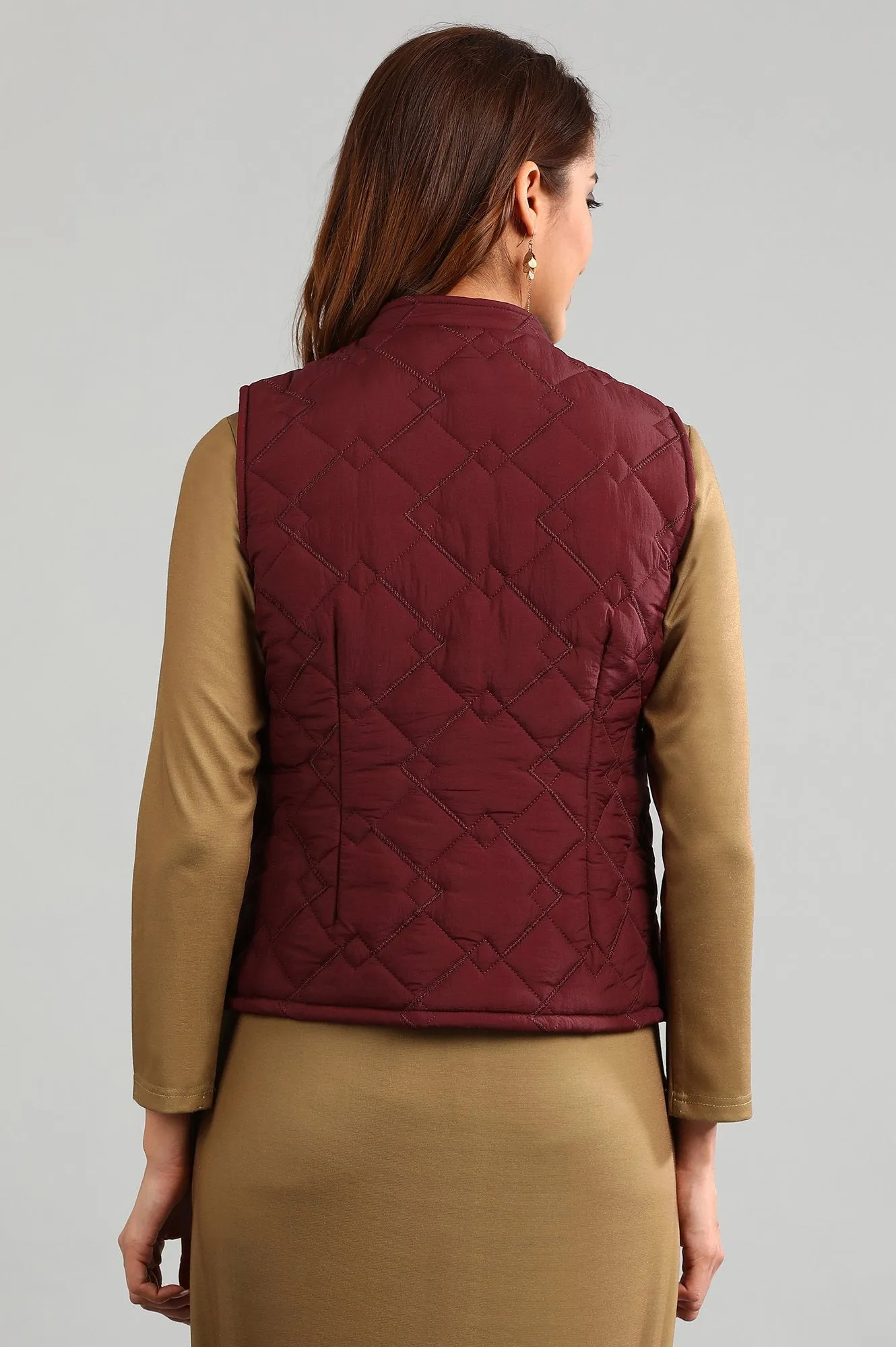 Maroon Yarn-dyed Quilted Jacket