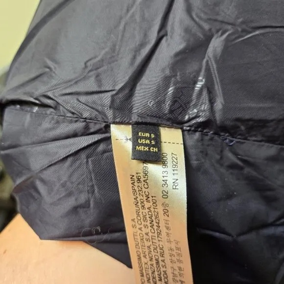 Massimo Dutti Navy Puffer Quilted Jacket