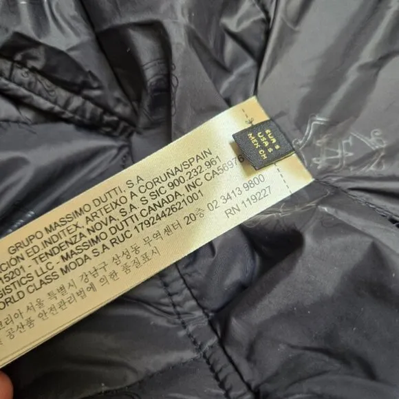 Massimo Dutti Navy Puffer Quilted Jacket