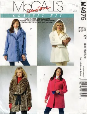 McCall's 4975 PALMER/PLETSCH Womens Classic Fit Fur & Fleece Jackets Out Of Print Sewing Pattern Size S - L UNCUT Factory Folded