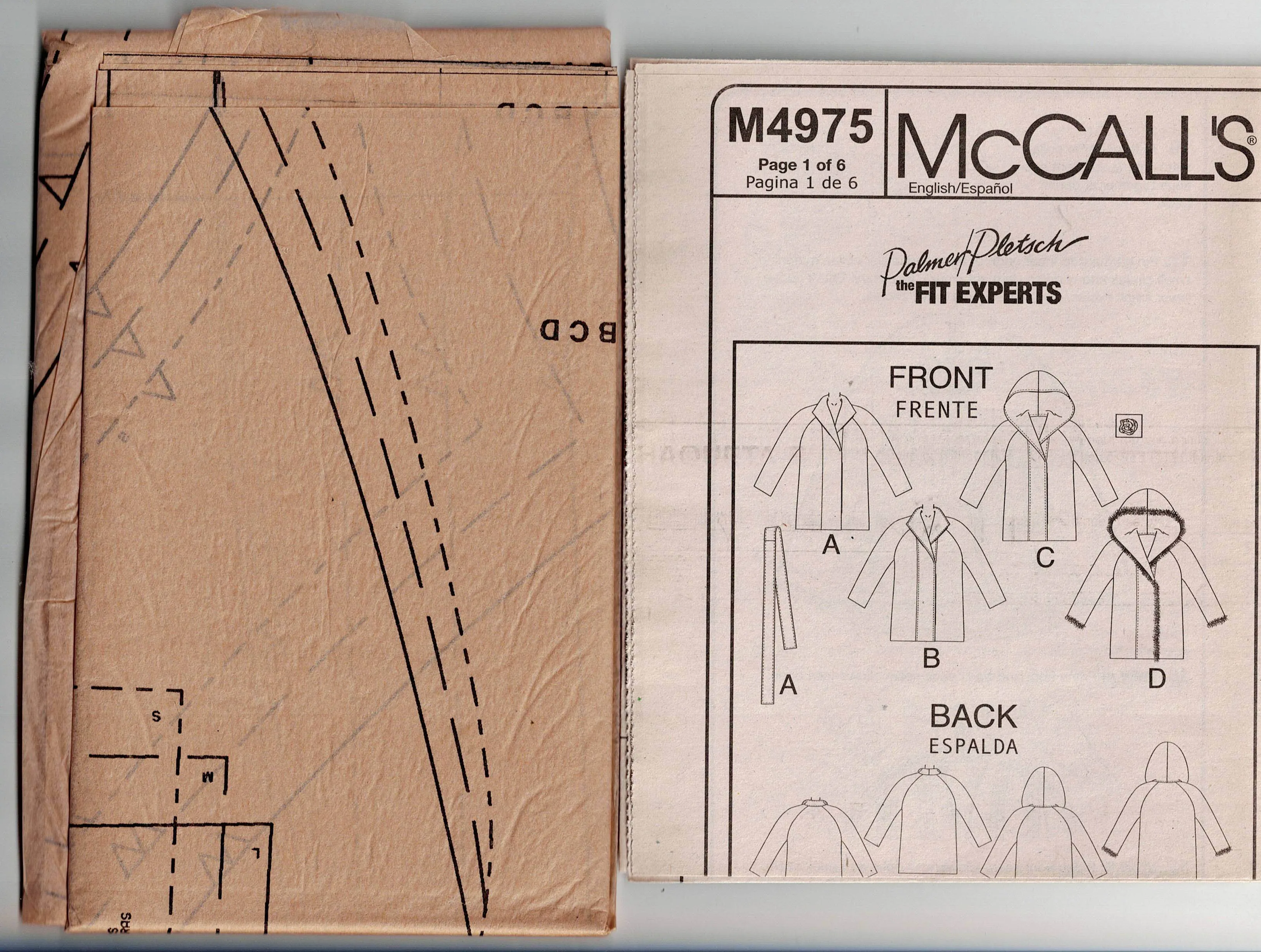 McCall's 4975 PALMER/PLETSCH Womens Classic Fit Fur & Fleece Jackets Out Of Print Sewing Pattern Size S - L UNCUT Factory Folded