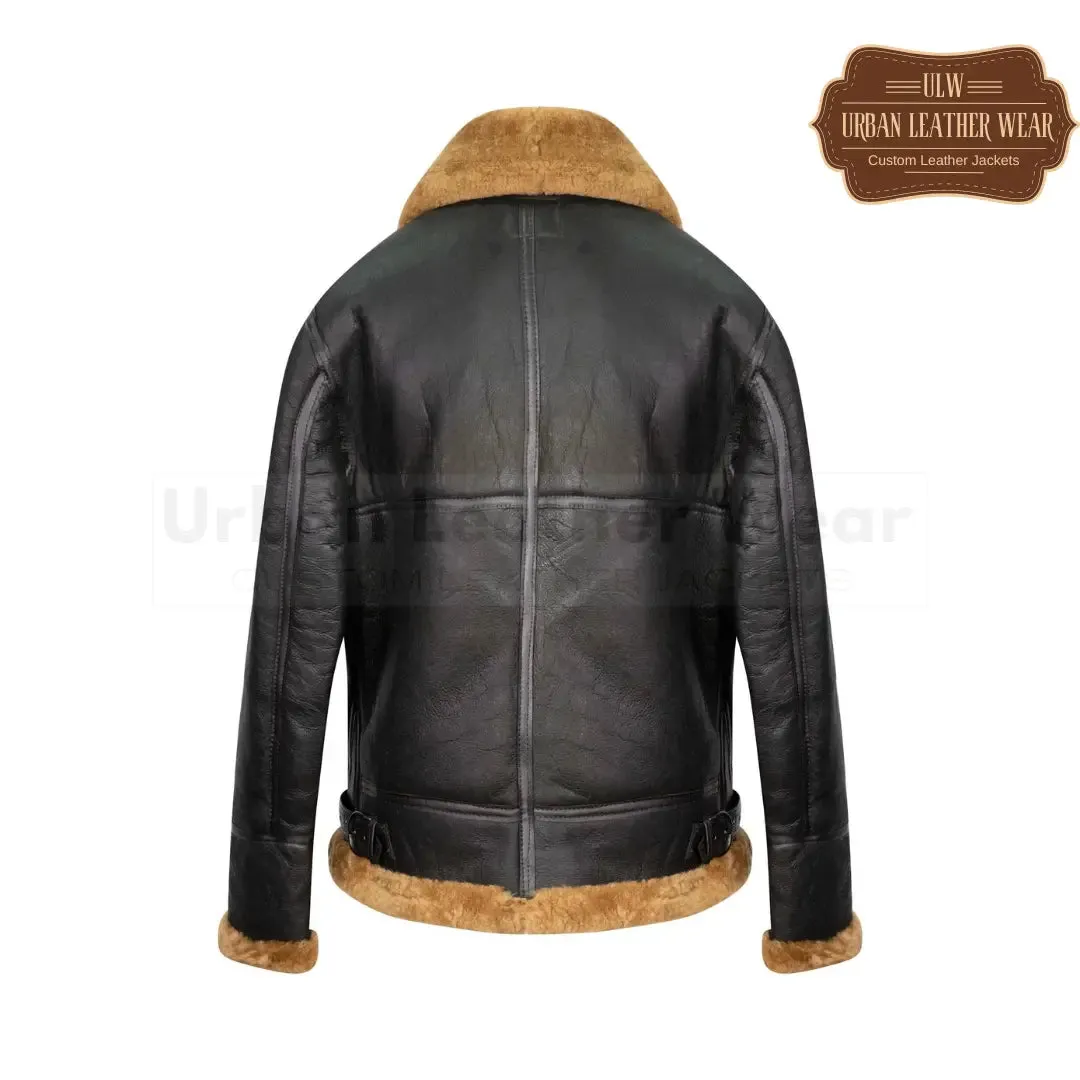 Men B3 Shearling Bomber Leather Jacket (Ginger)