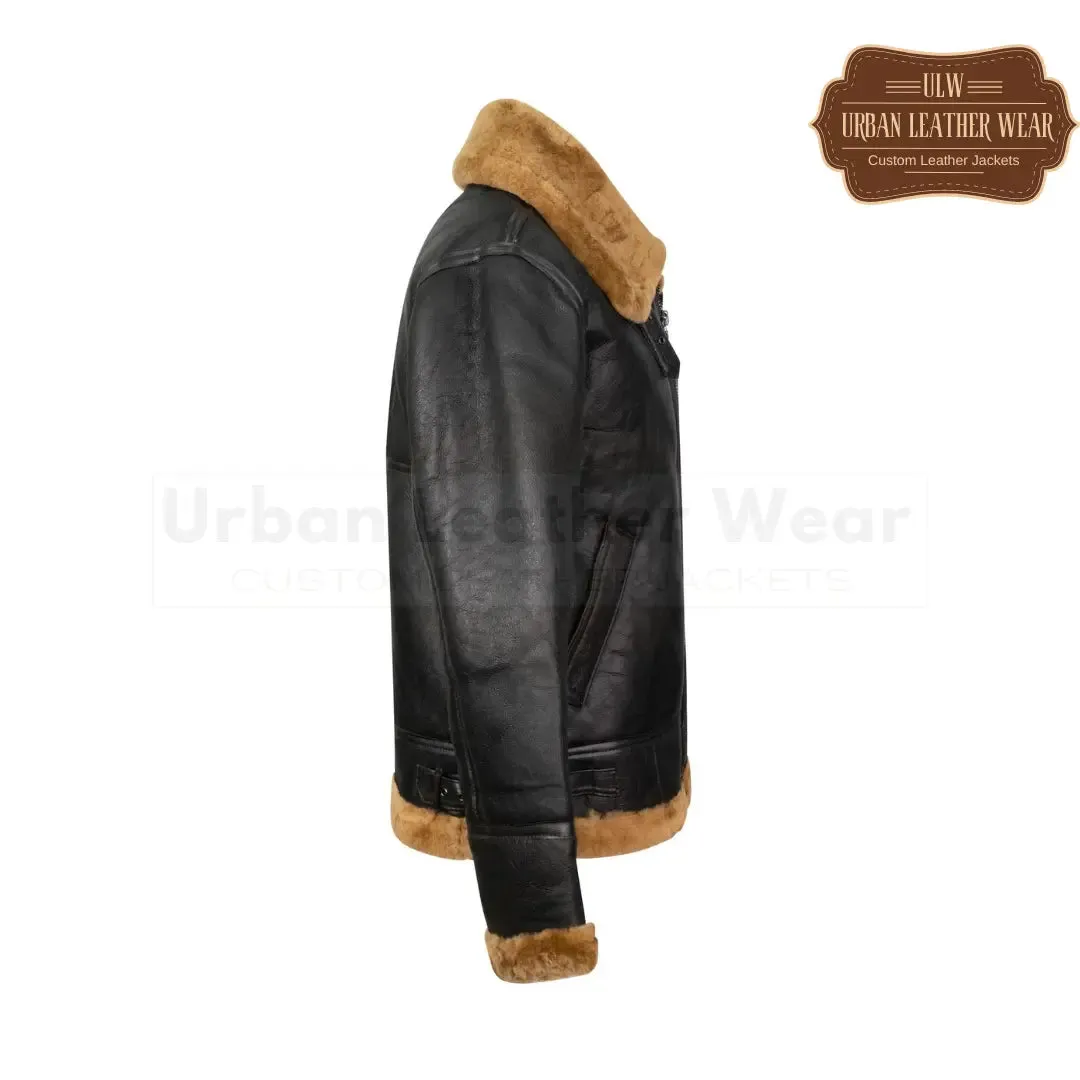 Men B3 Shearling Bomber Leather Jacket (Ginger)