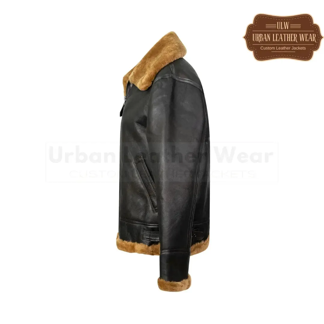Men B3 Shearling Bomber Leather Jacket (Ginger)