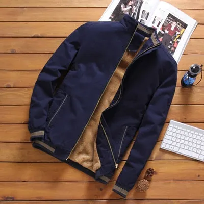 Men Baseball Coat Fleece Thickened Jackets