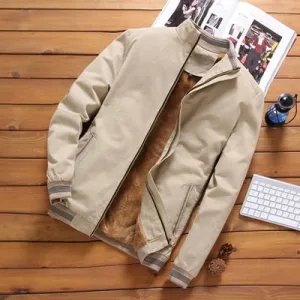 Men Baseball Coat Fleece Thickened Jackets