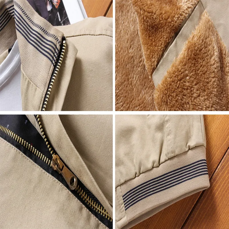 Men Baseball Coat Fleece Thickened Jackets