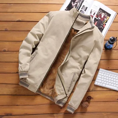 Men Baseball Coat Fleece Thickened Jackets