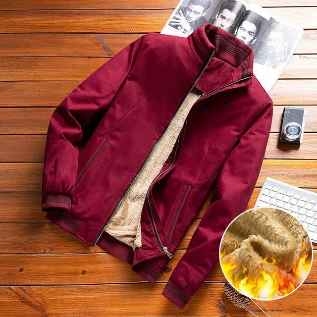 Men Baseball Coat Fleece Thickened Jackets