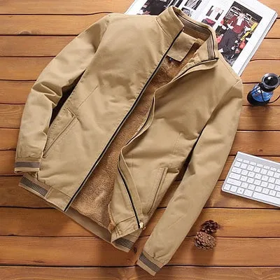 Men Baseball Coat Fleece Thickened Jackets