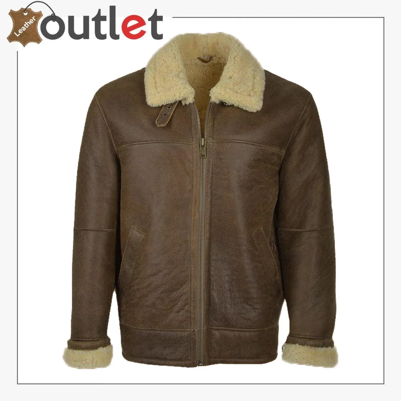 Men Brown Aviator Shearling Leather