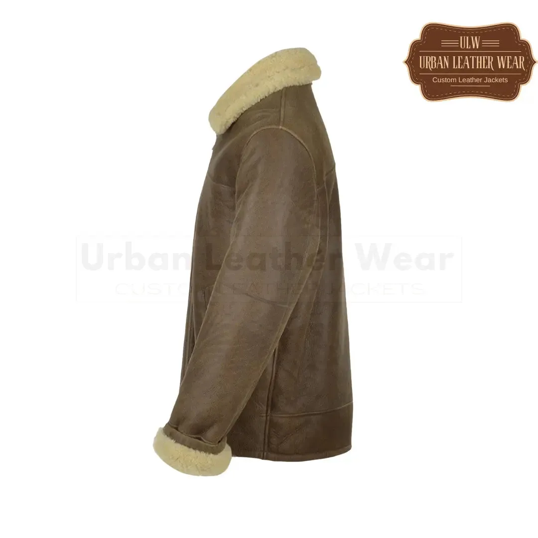 Men Brown B3 Aviator Shearling Flying Leather Jacket