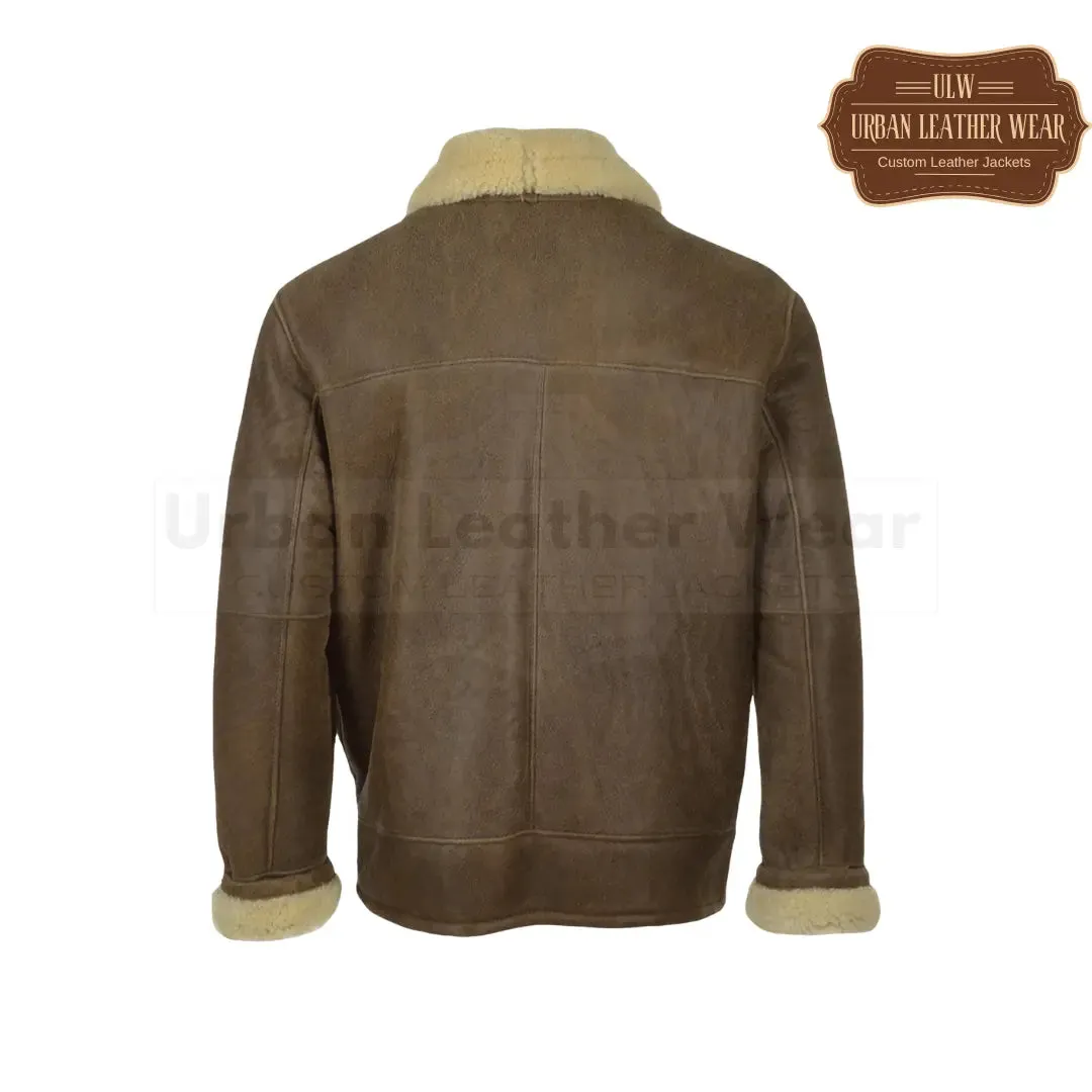 Men Brown B3 Aviator Shearling Flying Leather Jacket