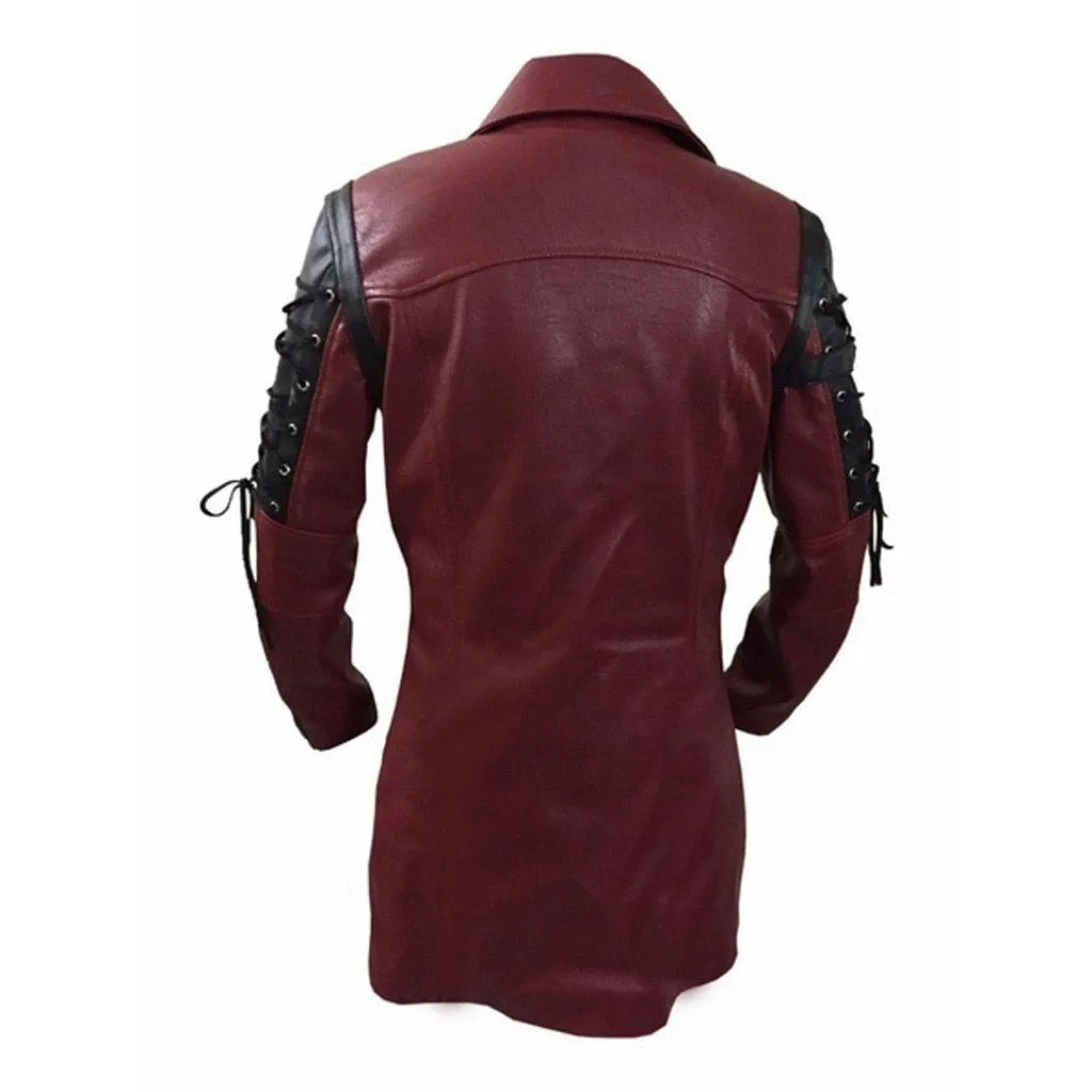 Men Leather Jacket Winter Waterproof Long Faux Fur Coats Men Leather Motorcycle Jackets Clothing Gothic Black Jacket Zipper