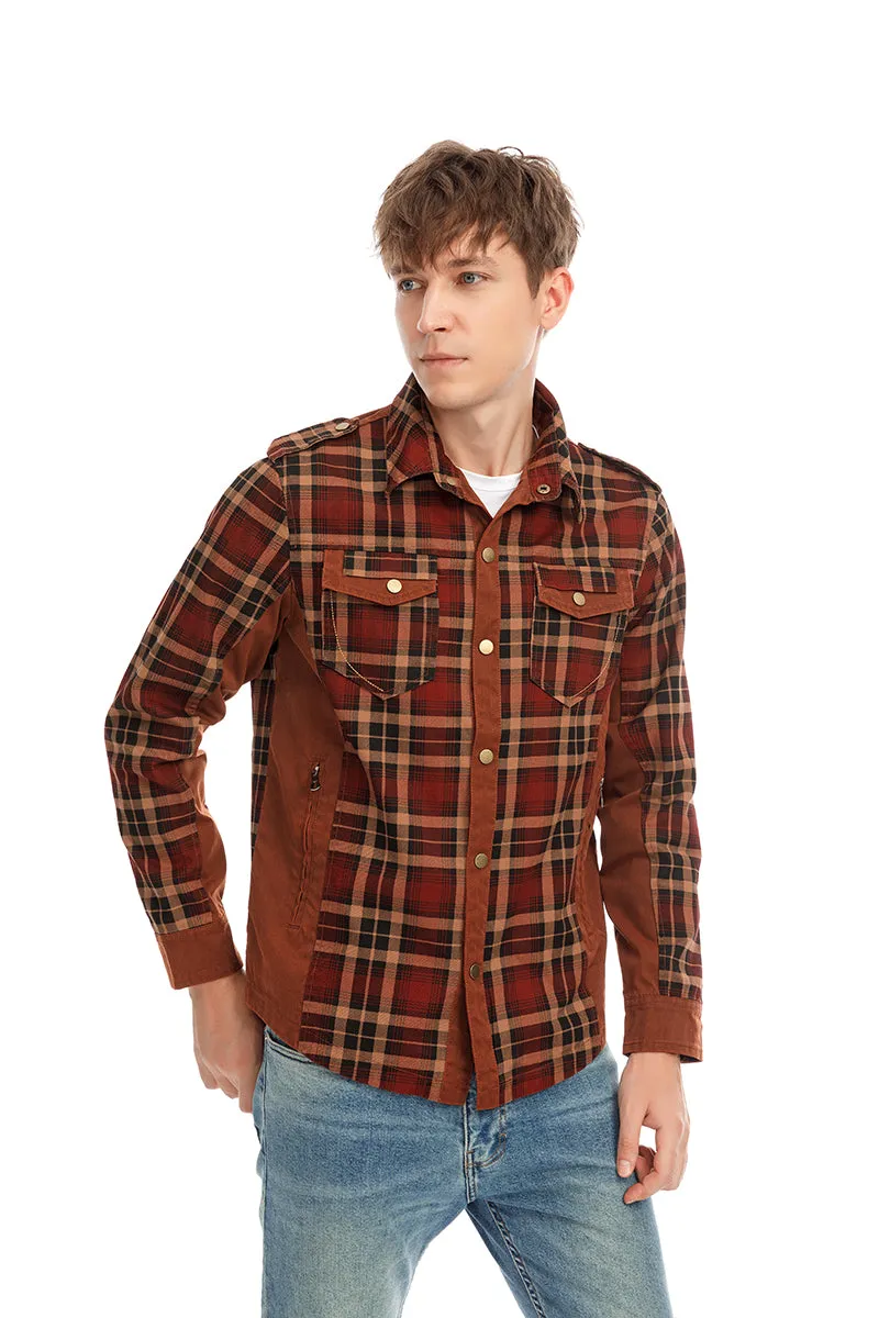 Men Plaid Jacket Casual Autumn Winter Jacket Men Slim Fit Jacket