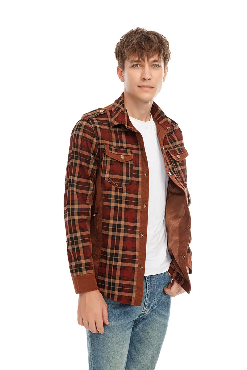 Men Plaid Jacket Casual Autumn Winter Jacket Men Slim Fit Jacket