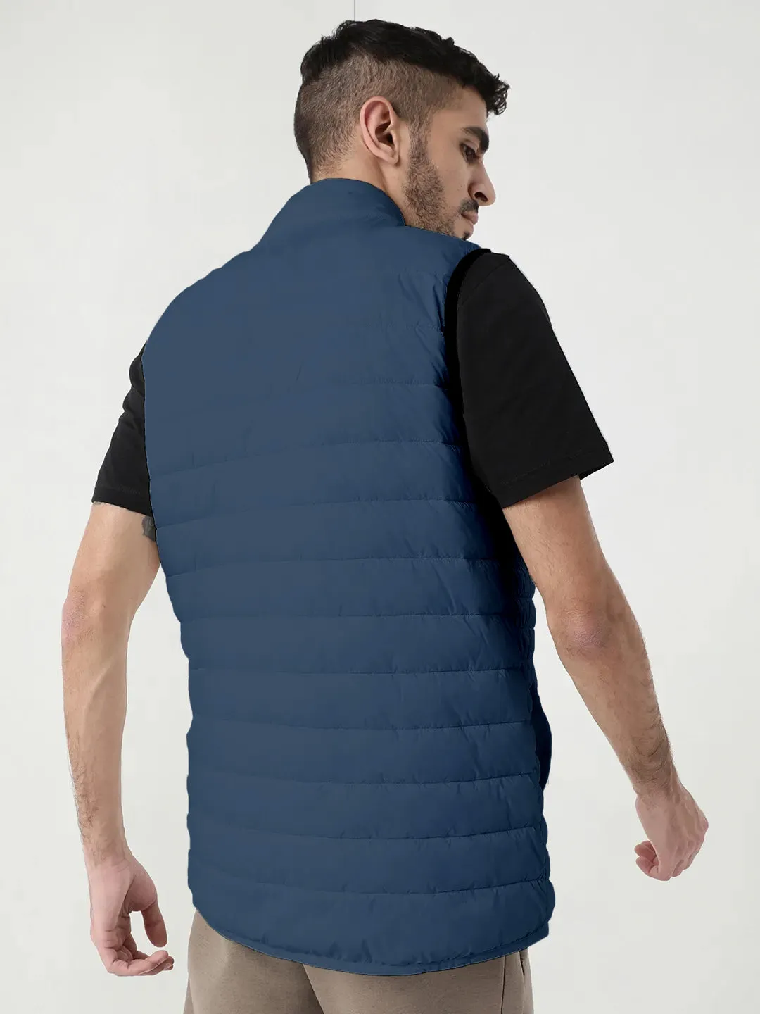 Men Plus Size NYC-Navy-H Solid Bomber Jacket