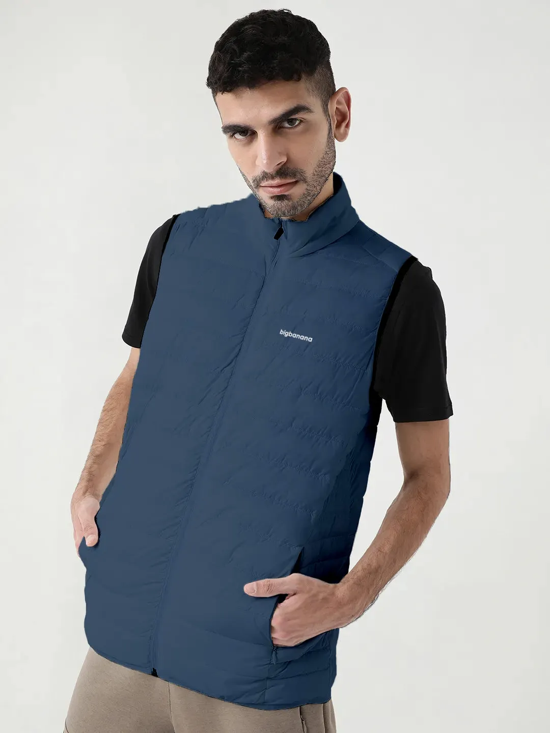 Men Plus Size NYC-Navy-H Solid Bomber Jacket