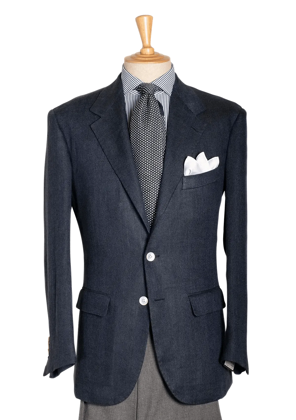 Men's Blue Herringbone Linen Jacket