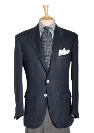 Men's Blue Herringbone Linen Jacket