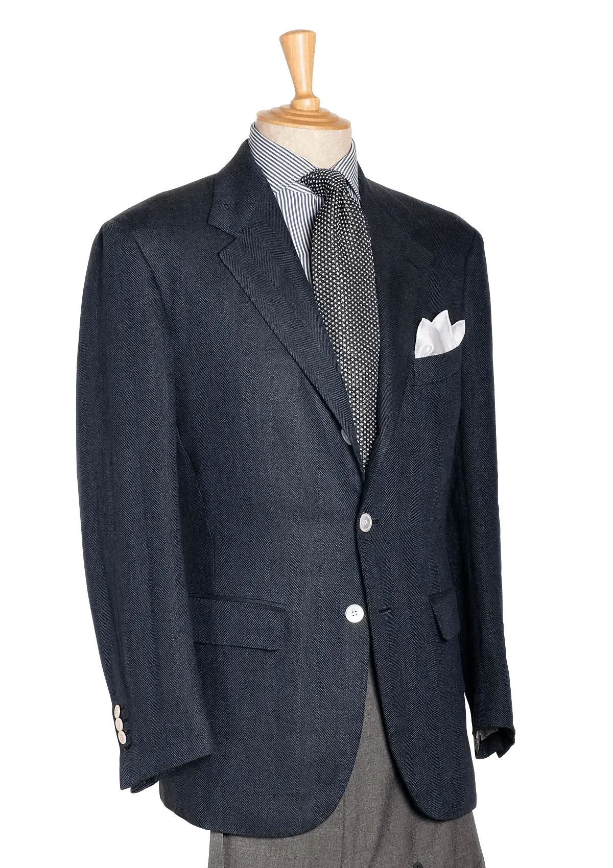 Men's Blue Herringbone Linen Jacket