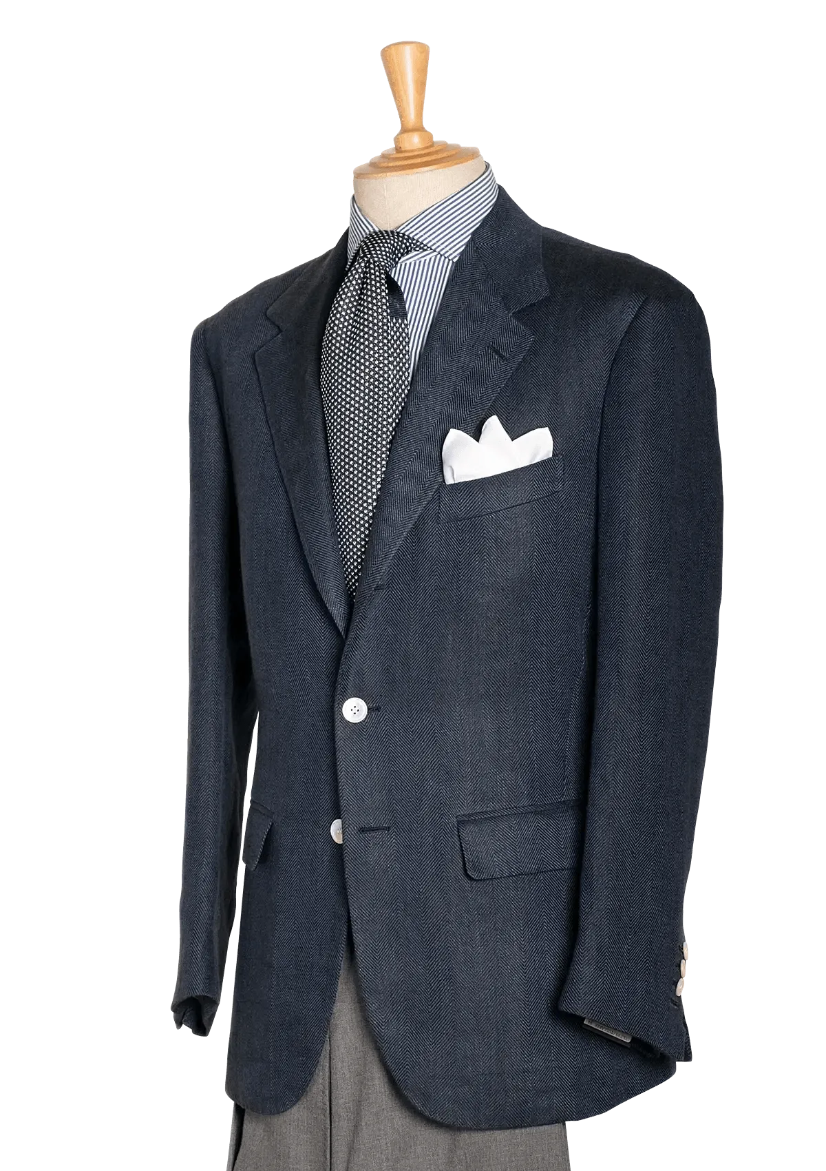 Men's Blue Herringbone Linen Jacket