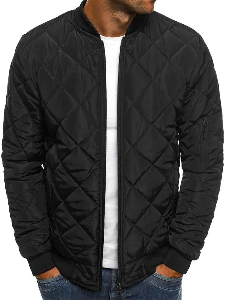 Men's Fashion Diamond Quilted Flight Bomber Jacket Coat