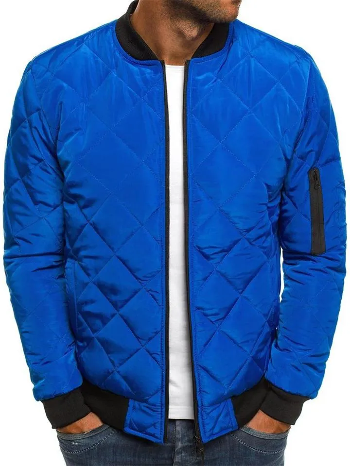 Men's Fashion Diamond Quilted Flight Bomber Jacket Coat