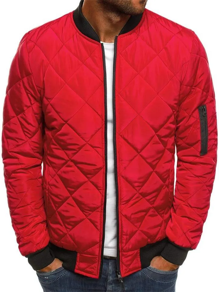 Men's Fashion Diamond Quilted Flight Bomber Jacket Coat