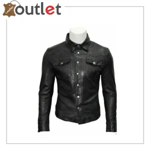 Men's Genuine Lambskin Leather Shirt, Unisex Shirt, Leather