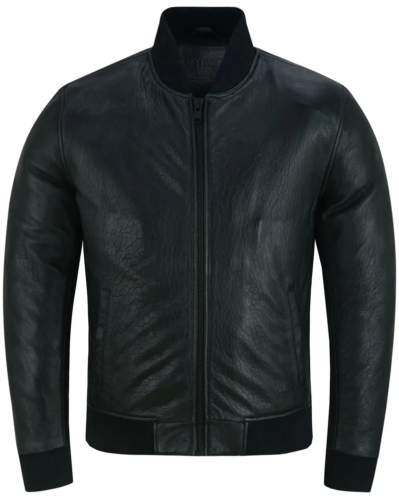 Men's New Zealand Leather Bomber Jacket - Black