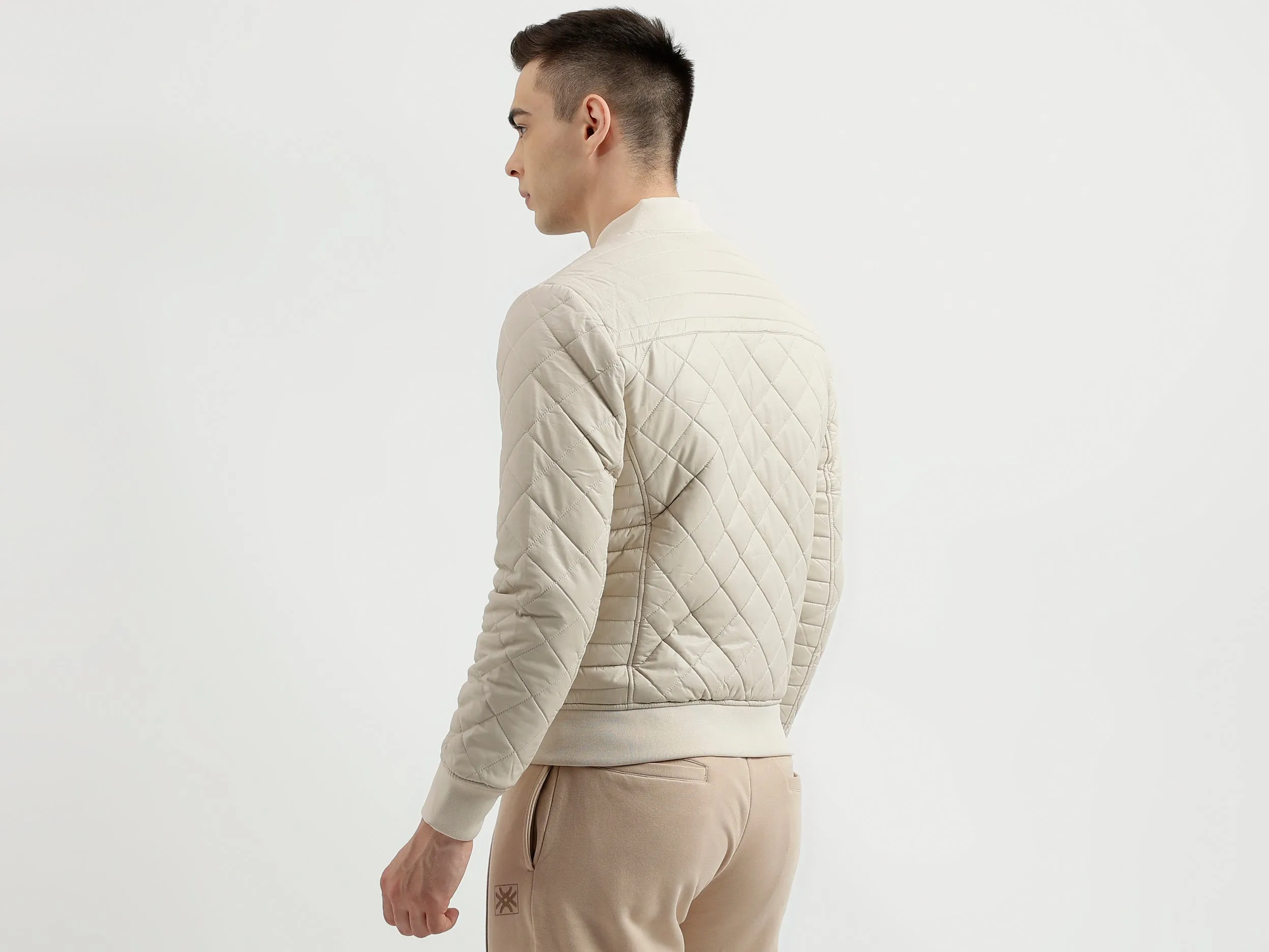 Men's Regular Fit Baseball Collar Quilted Jacket