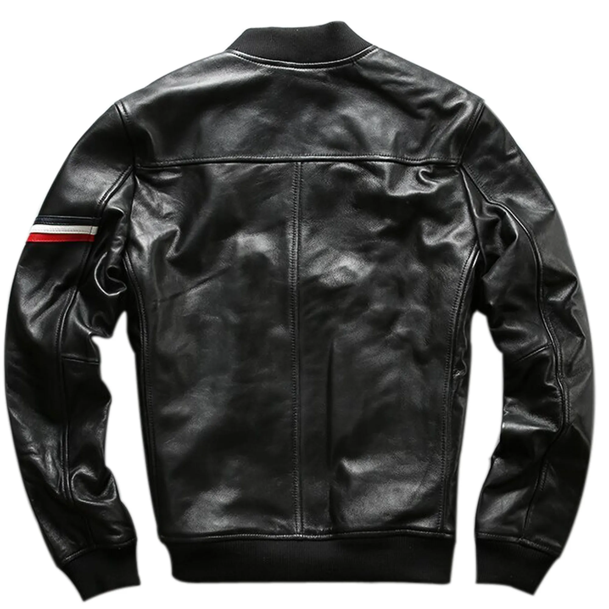 Men's Slim fit leather bomber jacket : The Lining bomber