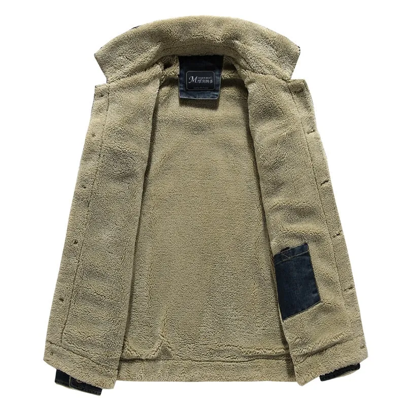 Men's Winter Denim Jacket Parkas Windproof