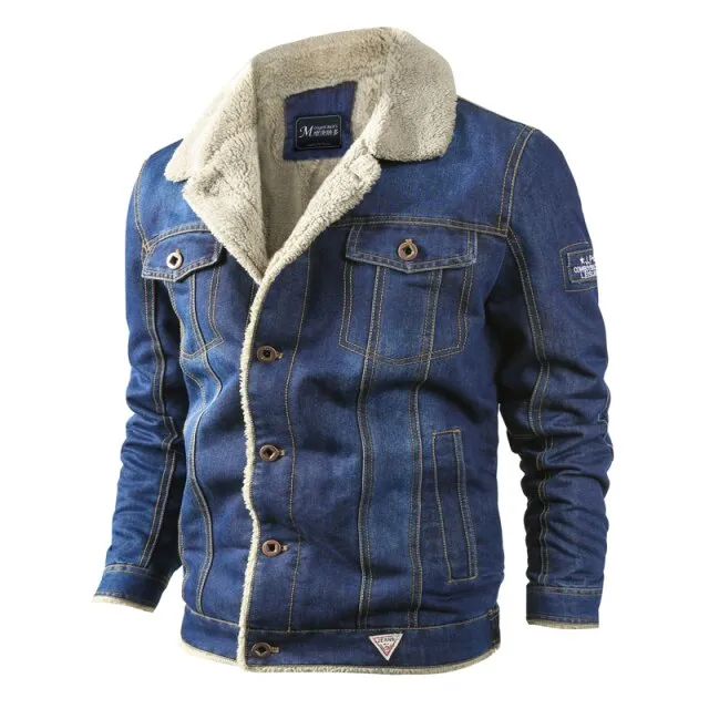 Men's Winter Denim Jacket Parkas Windproof