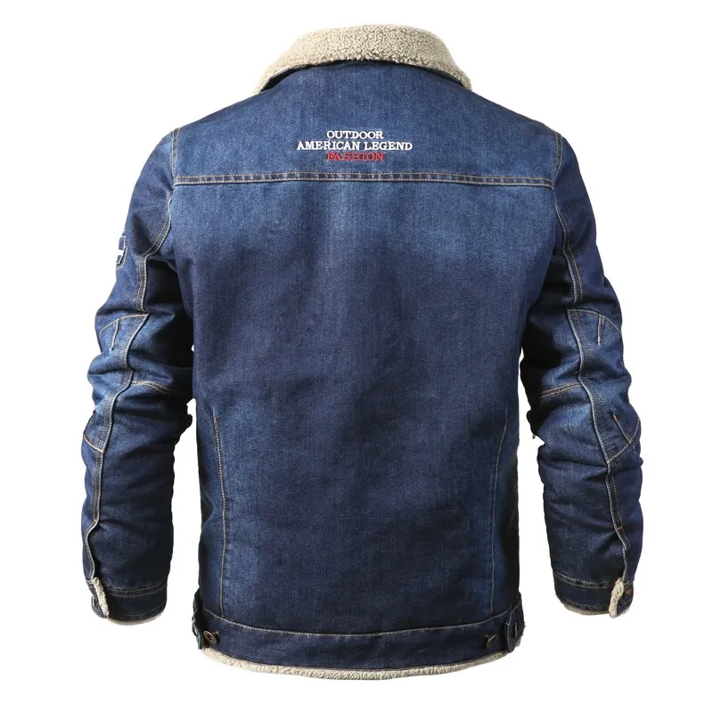 Men's Winter Denim Jacket Parkas Windproof