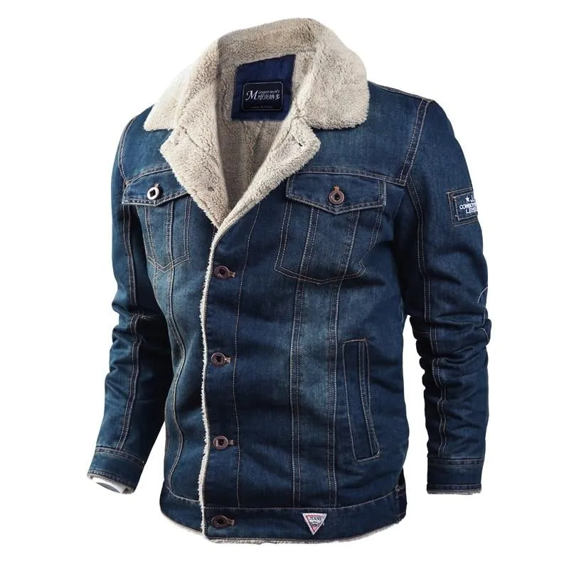 Men's Winter Denim Jacket Parkas Windproof