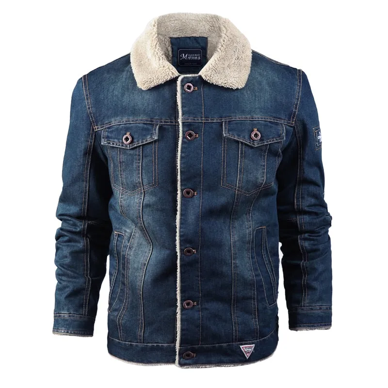 Men's Winter Denim Jacket Parkas Windproof