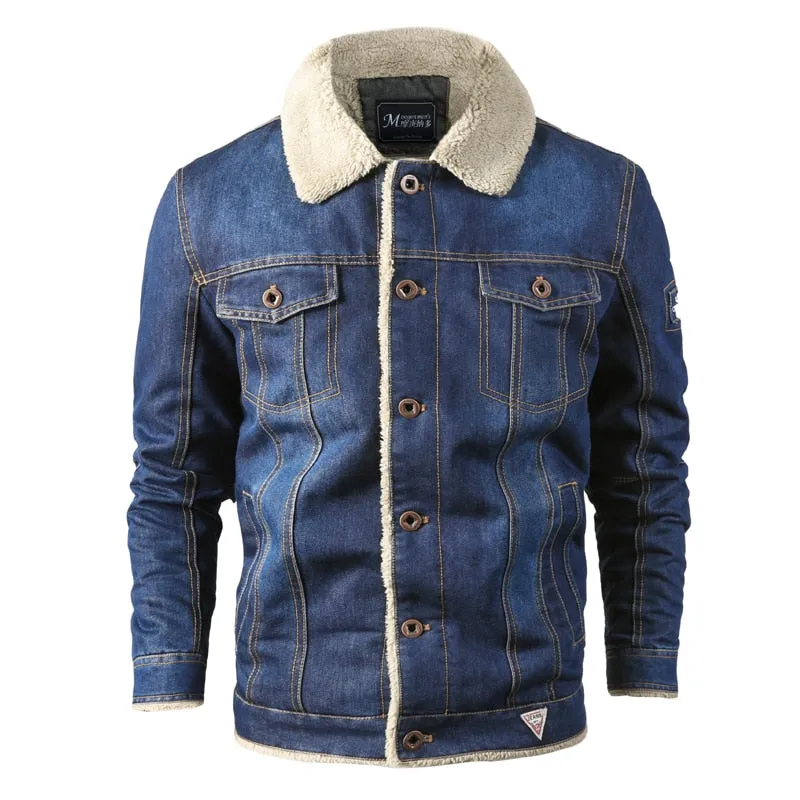 Men's Winter Denim Jacket Parkas Windproof